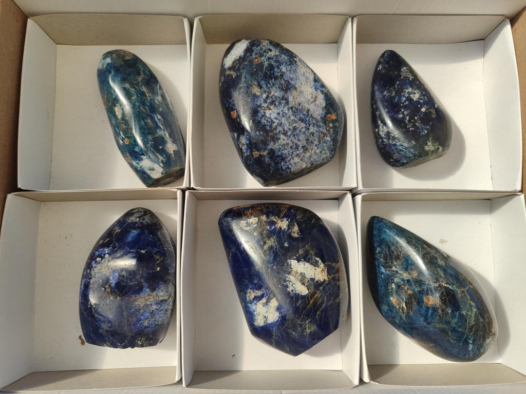 Polished Dumortierite Standing Display Pieces x 6 From Madagascar - Toprock Gemstones and Minerals 