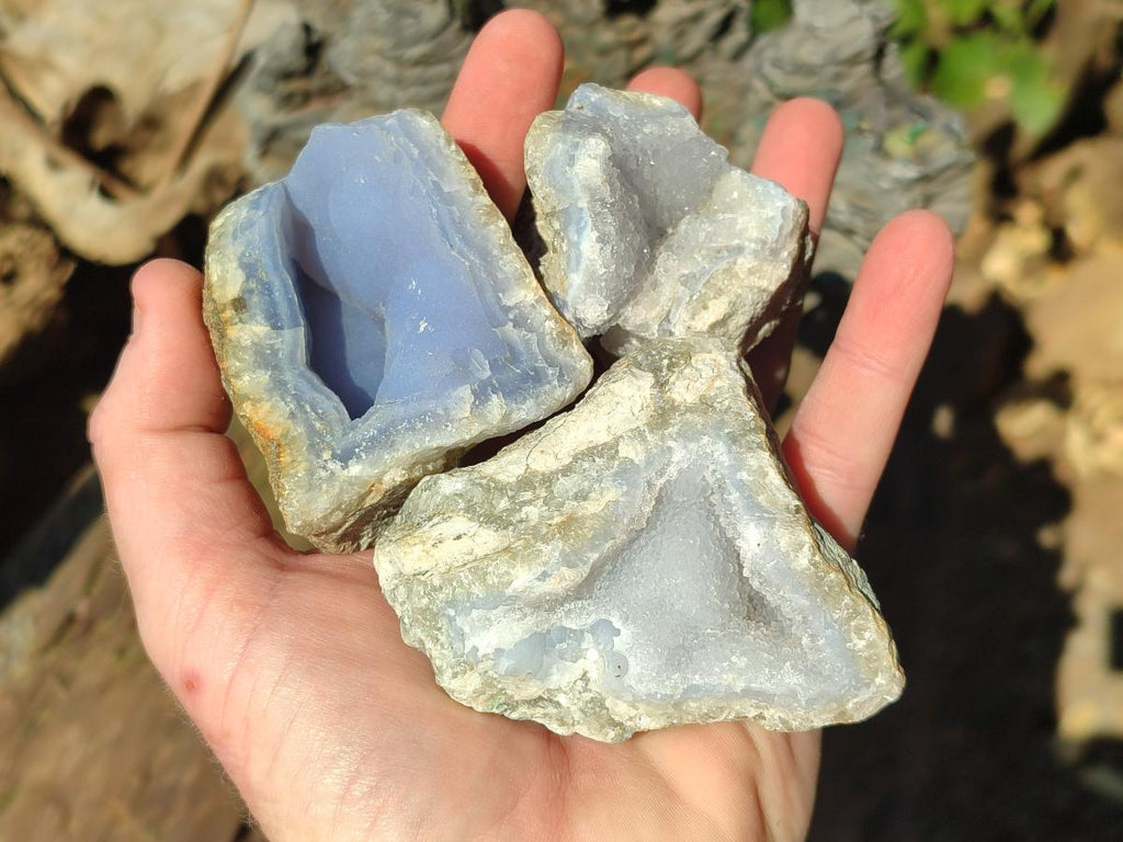 Natural Blue Lace Agate Geode Specimens x 29 From Nsanje, Malawi - Toprock Gemstones and Minerals 