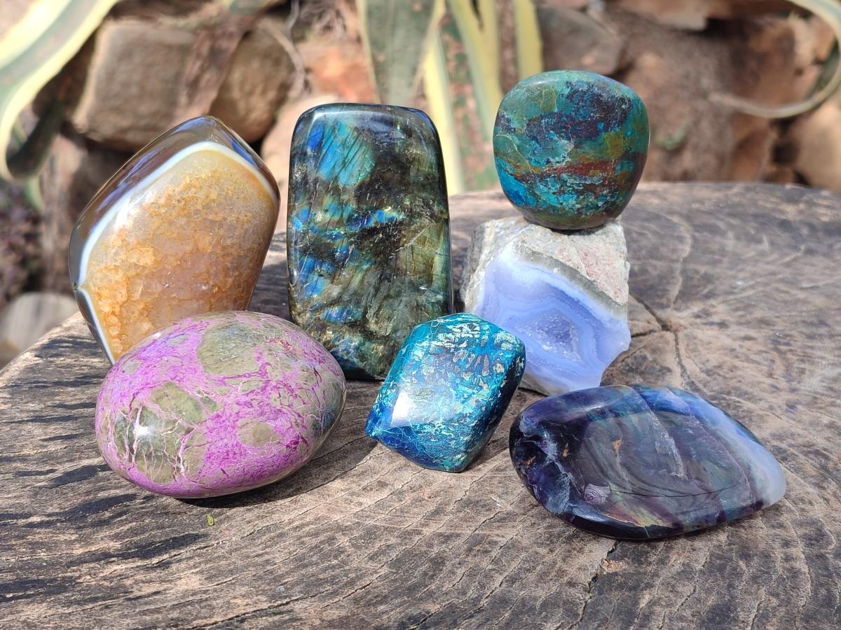 Polished and Natural Multi Mineral Specimens x 7 From Southern Africa - Toprock Gemstones and Minerals 