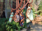 Hand Made Mixed Stone Copper Wire Wrapped Necklaces x 6 From South Africa - Toprock Gemstones and Minerals 