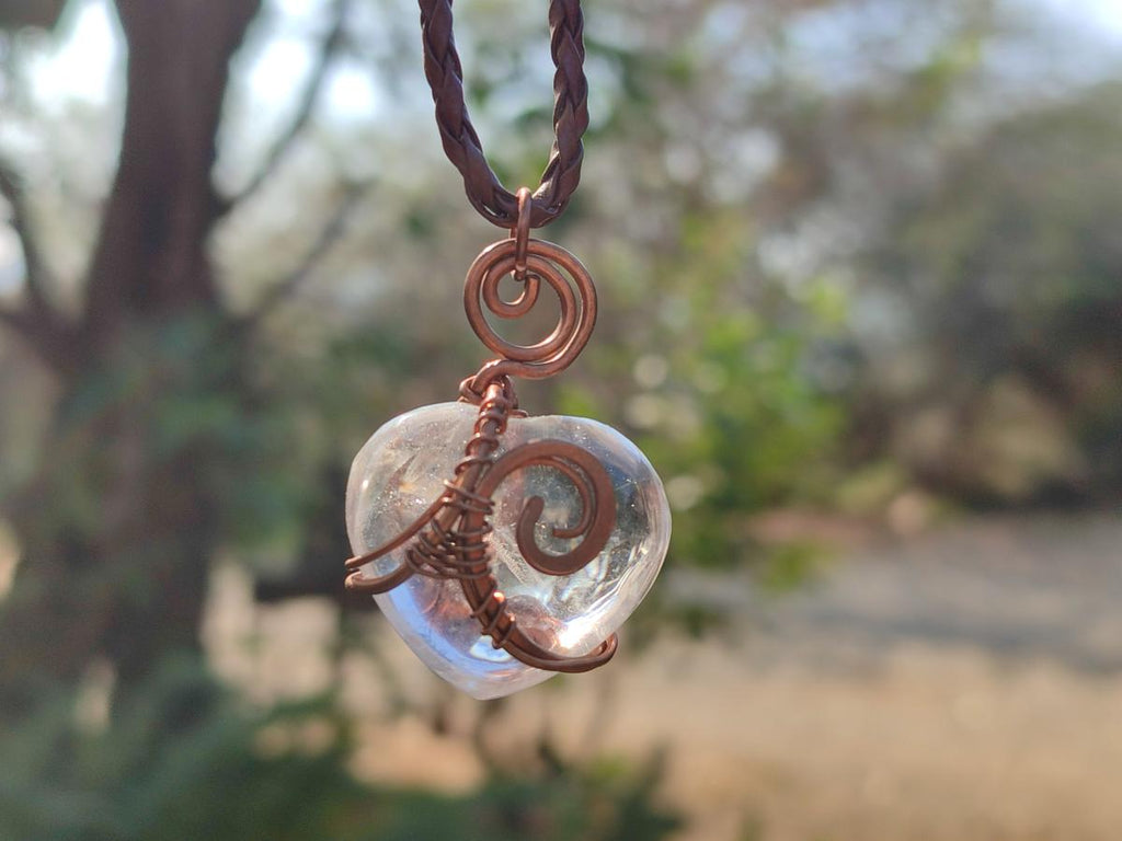 Hand Made Mixed Stone Copper Wire Wrapped Necklaces x 6 From South Africa - Toprock Gemstones and Minerals 