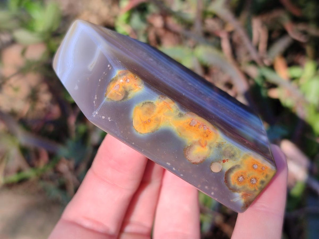 Polished and Natural Banded Agate House Shaped Slices x 6 From Madagascar - Toprock Gemstones and Minerals 