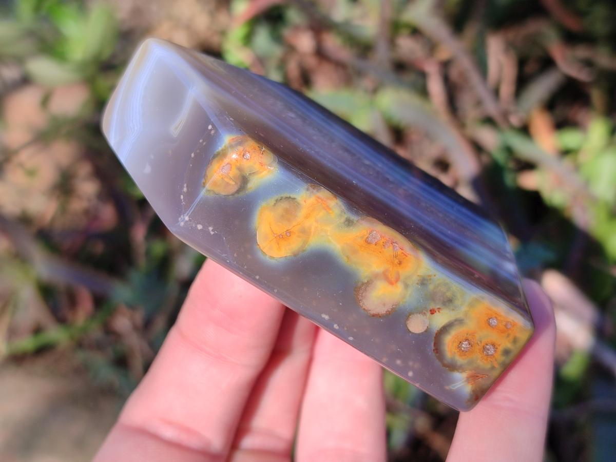 Polished and Natural Banded Agate House Shaped Slices x 6 From Madagascar - Toprock Gemstones and Minerals 