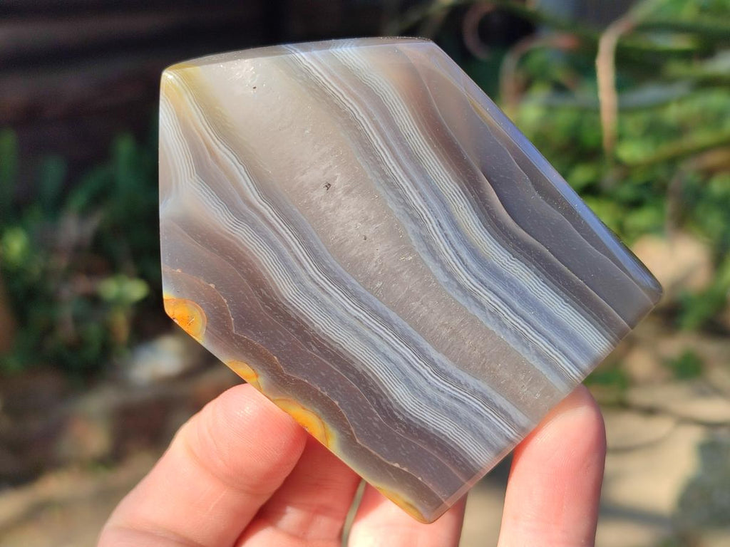 Polished and Natural Banded Agate House Shaped Slices x 6 From Madagascar - Toprock Gemstones and Minerals 