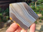 Polished and Natural Banded Agate House Shaped Slices x 6 From Madagascar - Toprock Gemstones and Minerals 