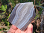 Polished and Natural Banded Agate House Shaped Slices x 6 From Madagascar - Toprock Gemstones and Minerals 