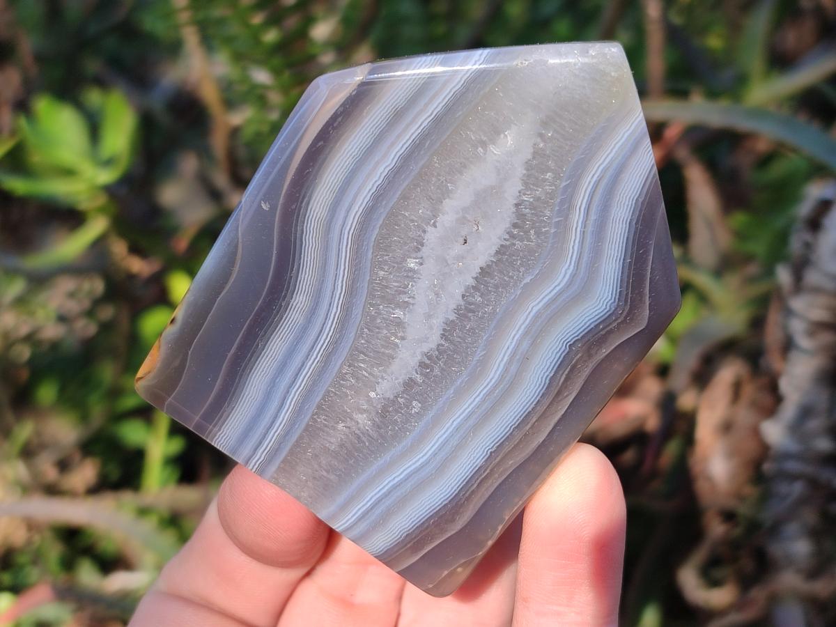 Polished and Natural Banded Agate House Shaped Slices x 6 From Madagascar - Toprock Gemstones and Minerals 