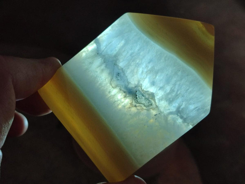 Polished and Natural Banded Agate House Shaped Slices x 6 From Madagascar - Toprock Gemstones and Minerals 