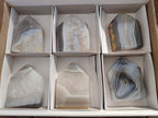 Polished and Natural Banded Agate House Shaped Slices x 6 From Madagascar - Toprock Gemstones and Minerals 