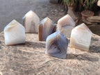 Polished and Natural Banded Agate House Shaped Slices x 6 From Madagascar - Toprock Gemstones and Minerals 