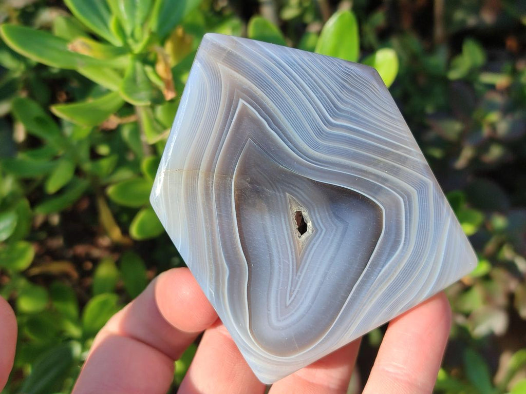 Polished and Natural Banded Agate House Shaped Slices x 6 From Madagascar - Toprock Gemstones and Minerals 