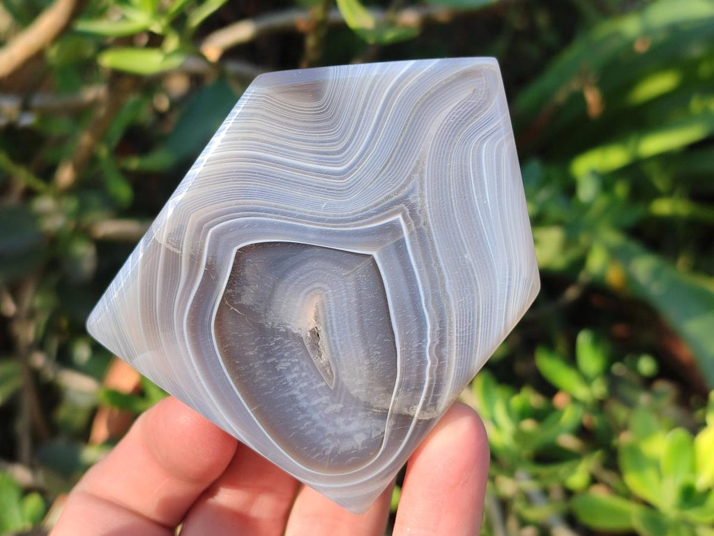 Polished and Natural Banded Agate House Shaped Slices x 6 From Madagascar - Toprock Gemstones and Minerals 