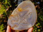 Polished and Natural Banded Agate Slices with Natural Edging x 6 From Madagascar - Toprock Gemstones and Minerals 