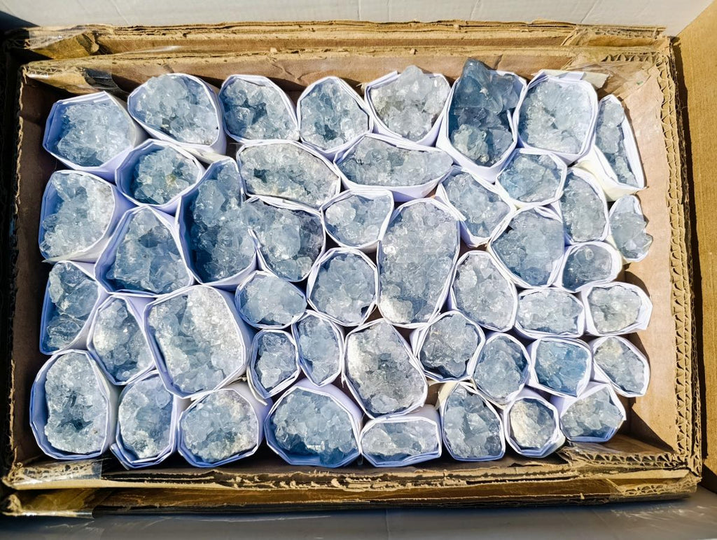 Natural Blue Celestite Specimens x 46 From Sakoany, Madagascar - Toprock Gemstones and Minerals 