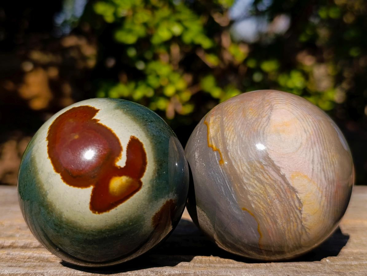 Polished Polychrome Jasper Spheres x 3 From Androka, Madagascar - Toprock Gemstones and Minerals 