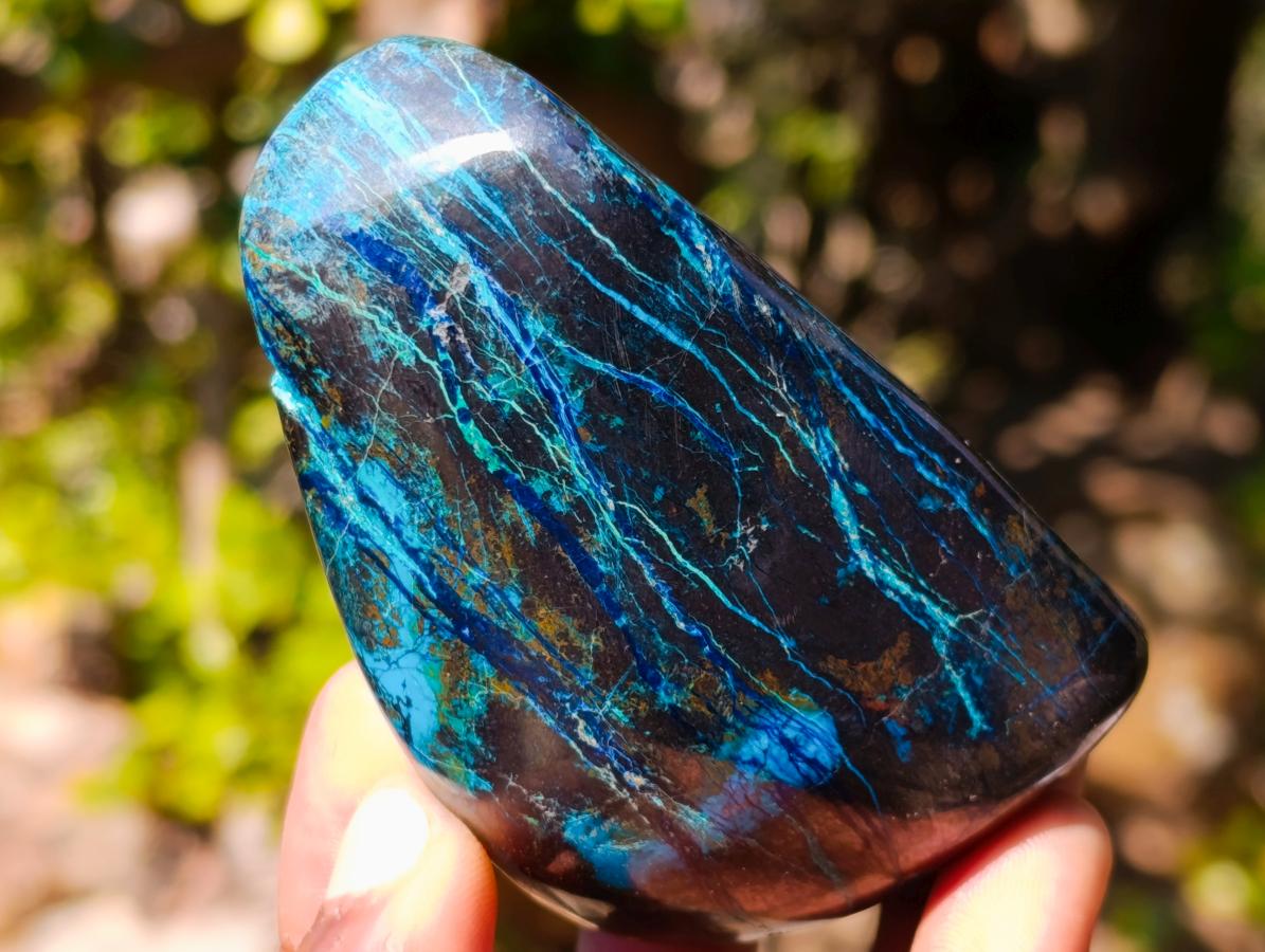 Polished Shattuckite Free Forms with Malachite, Azurite and Chrysocolla x 4 From Kaokoveld, Namibia - Toprock Gemstones and Minerals 