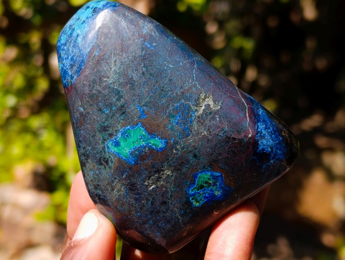Polished Shattuckite Free Forms with Malachite, Azurite and Chrysocolla x 4 From Kaokoveld, Namibia - Toprock Gemstones and Minerals 
