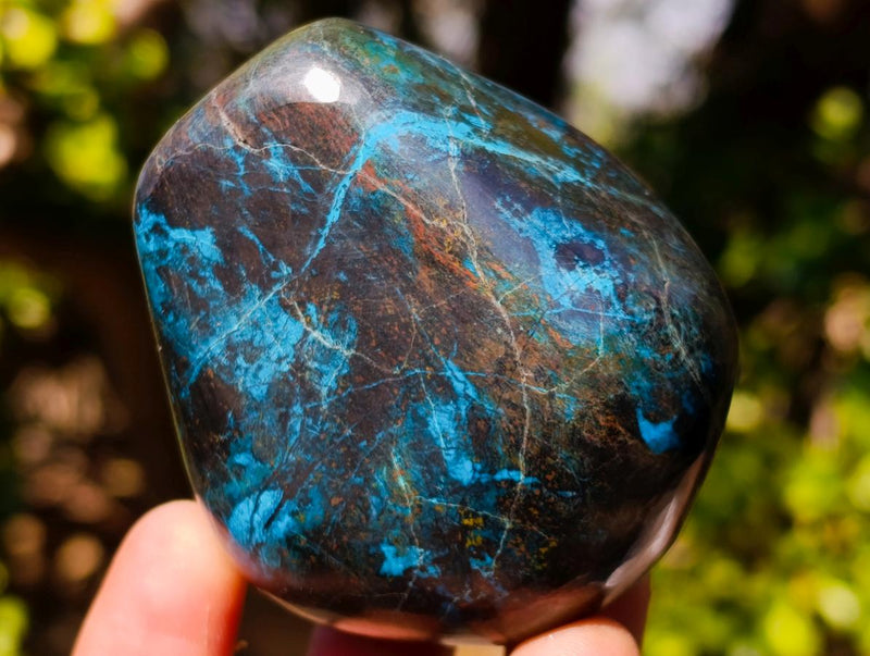 Polished Shattuckite Free Forms with Malachite, Azurite and Chrysocolla x 4 From Kaokoveld, Namibia - Toprock Gemstones and Minerals 