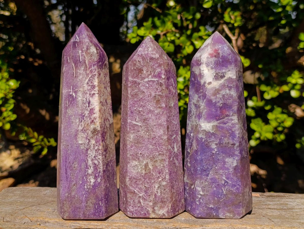 Polished Lepidolite Display Crystals x 3 From Ambatondrazaka, Madagascar - Toprock Gemstones and Minerals 