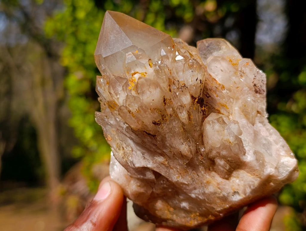 Natural Cascading White Phantom Smokey Luena Quartz Clusters x 4 From Luena, Congo - Toprock Gemstones and Minerals 