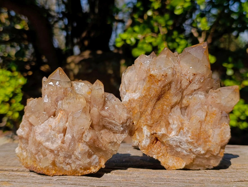 Natural Cascading White Phantom Smokey Luena Quartz Clusters x 4 From Luena, Congo - Toprock Gemstones and Minerals 