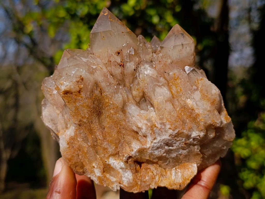 Natural Cascading White Phantom Smokey Luena Quartz Clusters x 4 From Luena, Congo - Toprock Gemstones and Minerals 