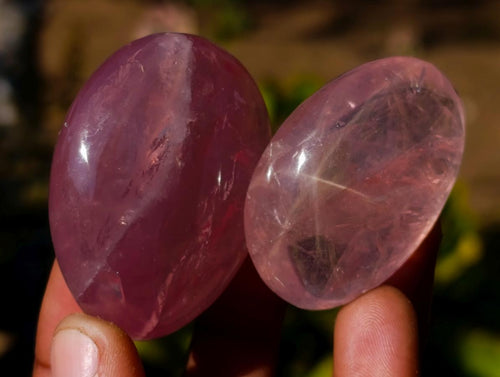 Polished Gemmy Rose Quartz Palm Stones x 20 From Madagascar - Toprock Gemstones and Minerals 