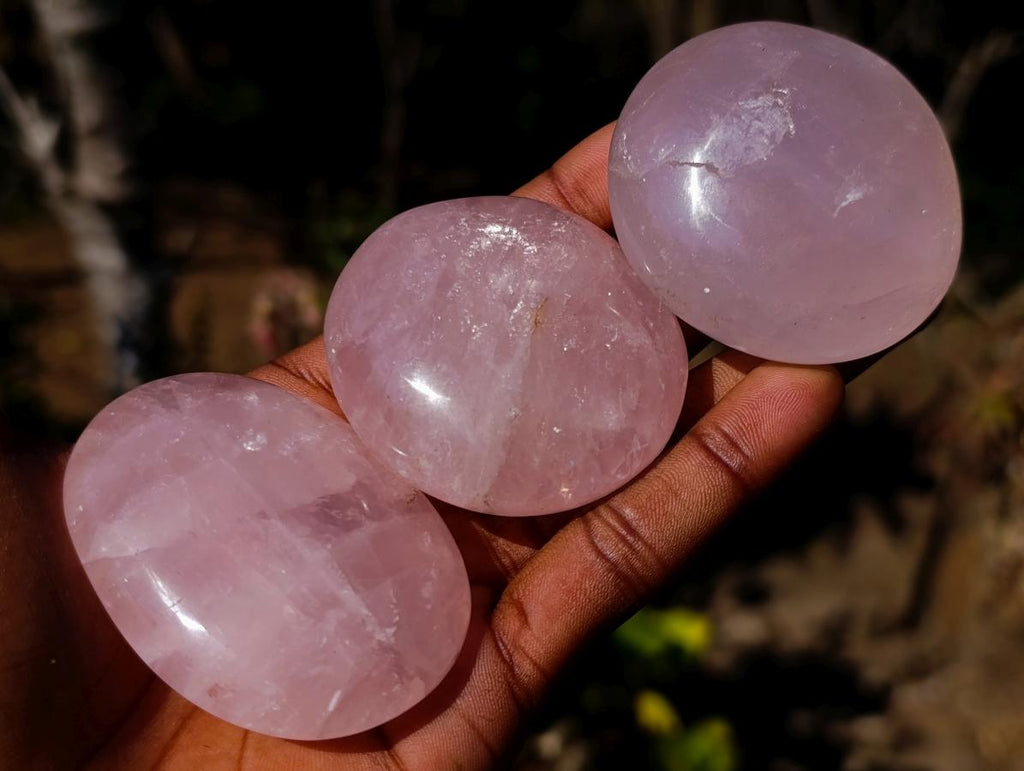 Polished Gemmy Rose Quartz Palm Stones x 20 From Madagascar - Toprock Gemstones and Minerals 