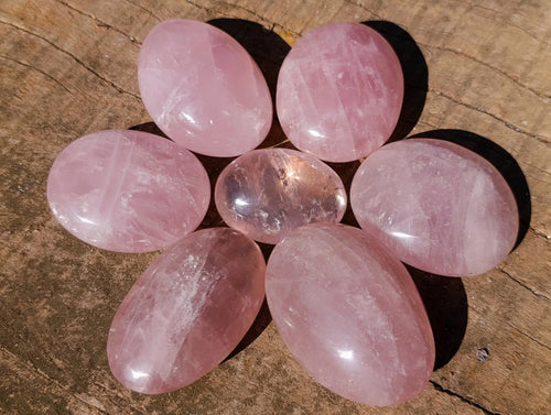 Polished Gemmy Rose Quartz Palm Stones x 20 From Madagascar - Toprock Gemstones and Minerals 