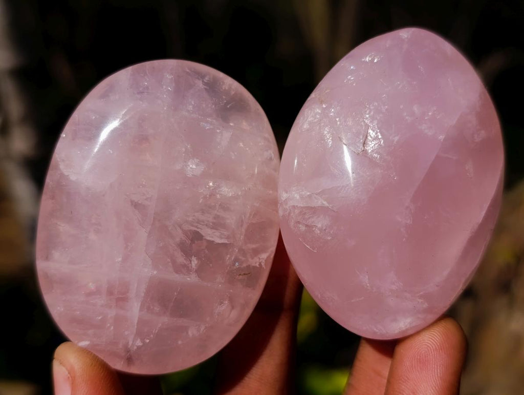 Polished Gemmy Rose Quartz Palm Stones x 20 From Madagascar - Toprock Gemstones and Minerals 
