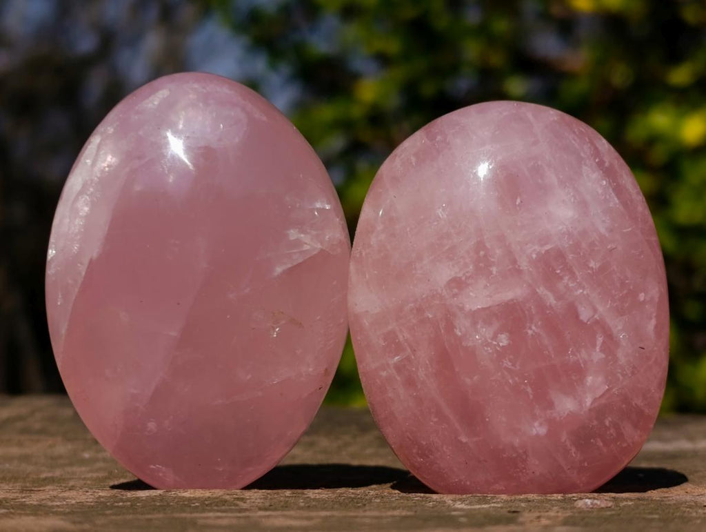 Polished Gemmy Rose Quartz Palm Stones x 20 From Madagascar - Toprock Gemstones and Minerals 