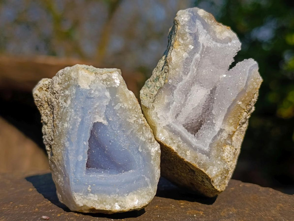 Natural Small Blue Lace Agate Geode Specimens x 35 From Nsanje, Malawi - Toprock Gemstones and Minerals 