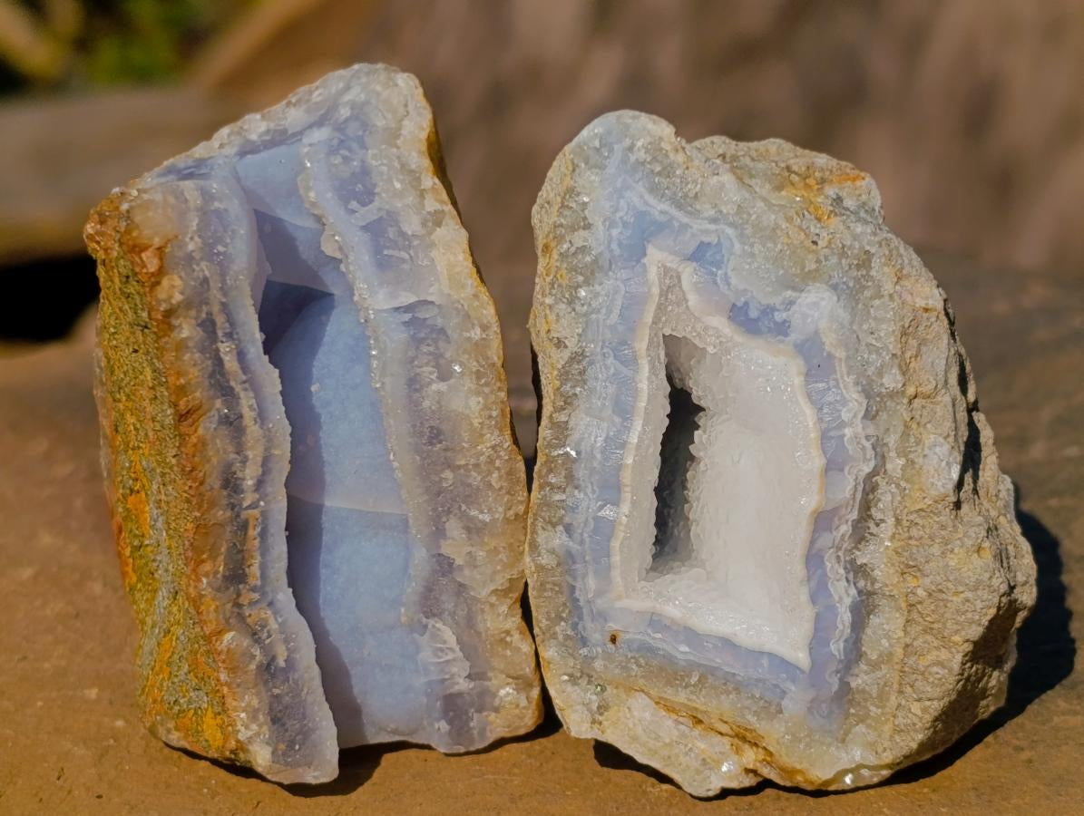 Natural Small Blue Lace Agate Geode Specimens x 35 From Nsanje, Malawi - Toprock Gemstones and Minerals 