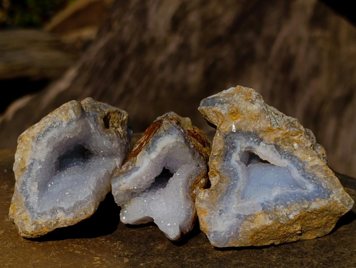 Natural Small Blue Lace Agate Geode Specimens x 35 From Nsanje, Malawi - Toprock Gemstones and Minerals 