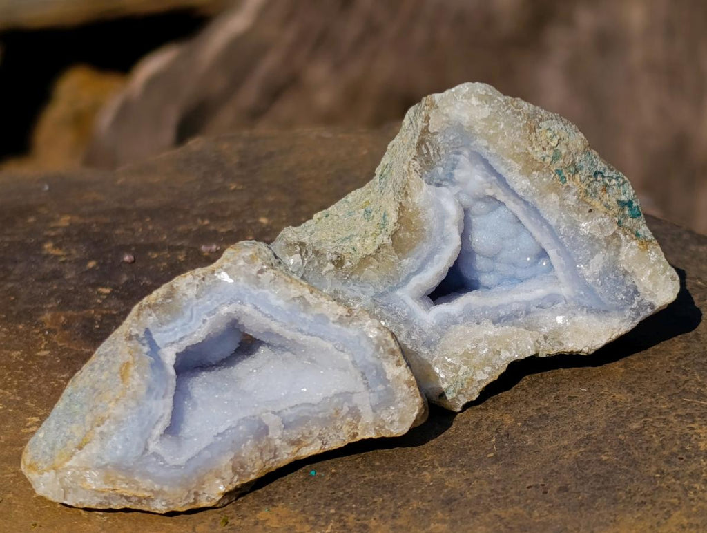 Natural Small Blue Lace Agate Geode Specimens x 35 From Nsanje, Malawi - Toprock Gemstones and Minerals 