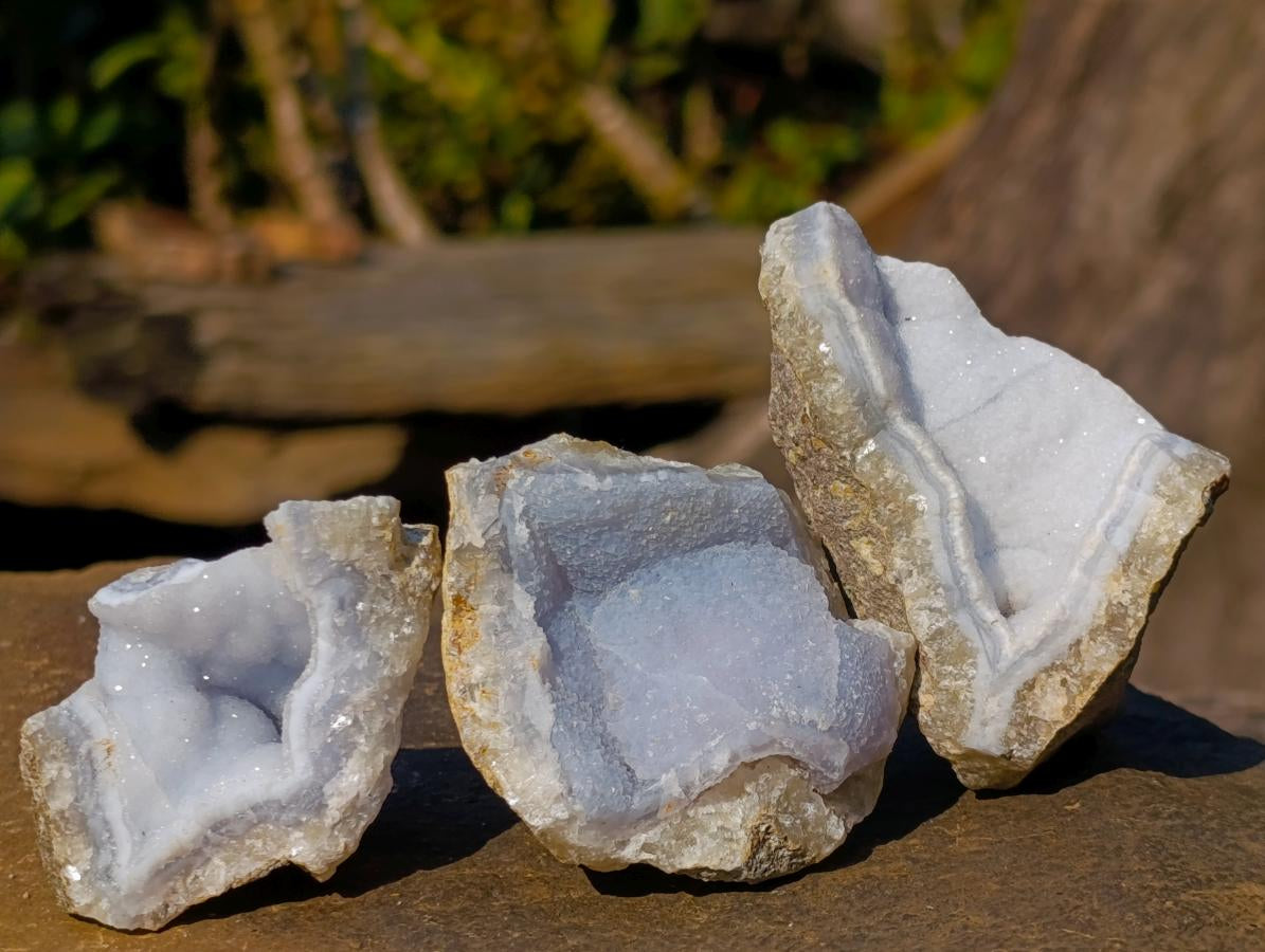 Natural Small Blue Lace Agate Geode Specimens x 35 From Nsanje, Malawi - Toprock Gemstones and Minerals 