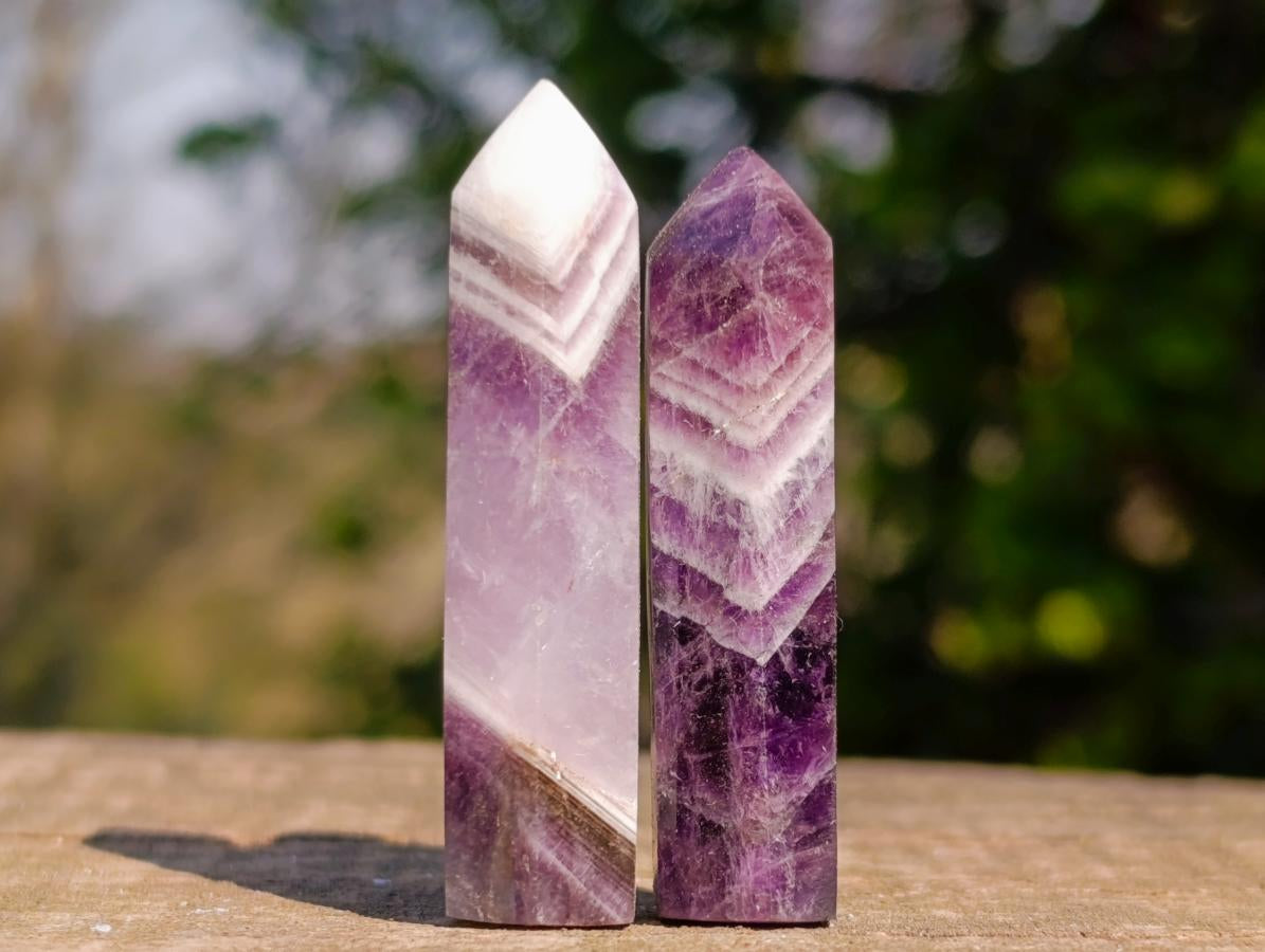 Polished Chevron Amethyst Jewellery Crystals x 24 From Zambia - Toprock Gemstones and Minerals 
