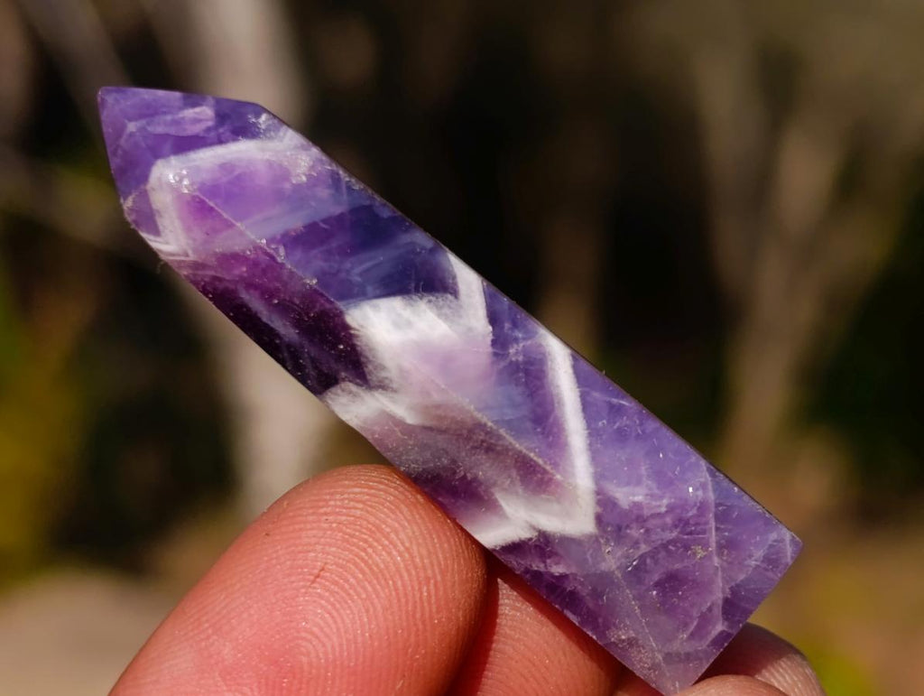 Polished Chevron Amethyst Jewellery Crystals x 24 From Zambia - Toprock Gemstones and Minerals 