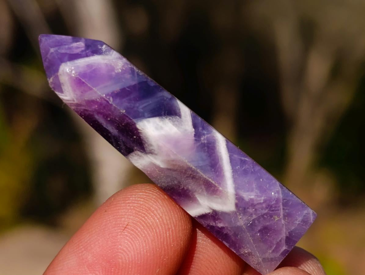 Polished Chevron Amethyst Jewellery Crystals x 24 From Zambia - Toprock Gemstones and Minerals 