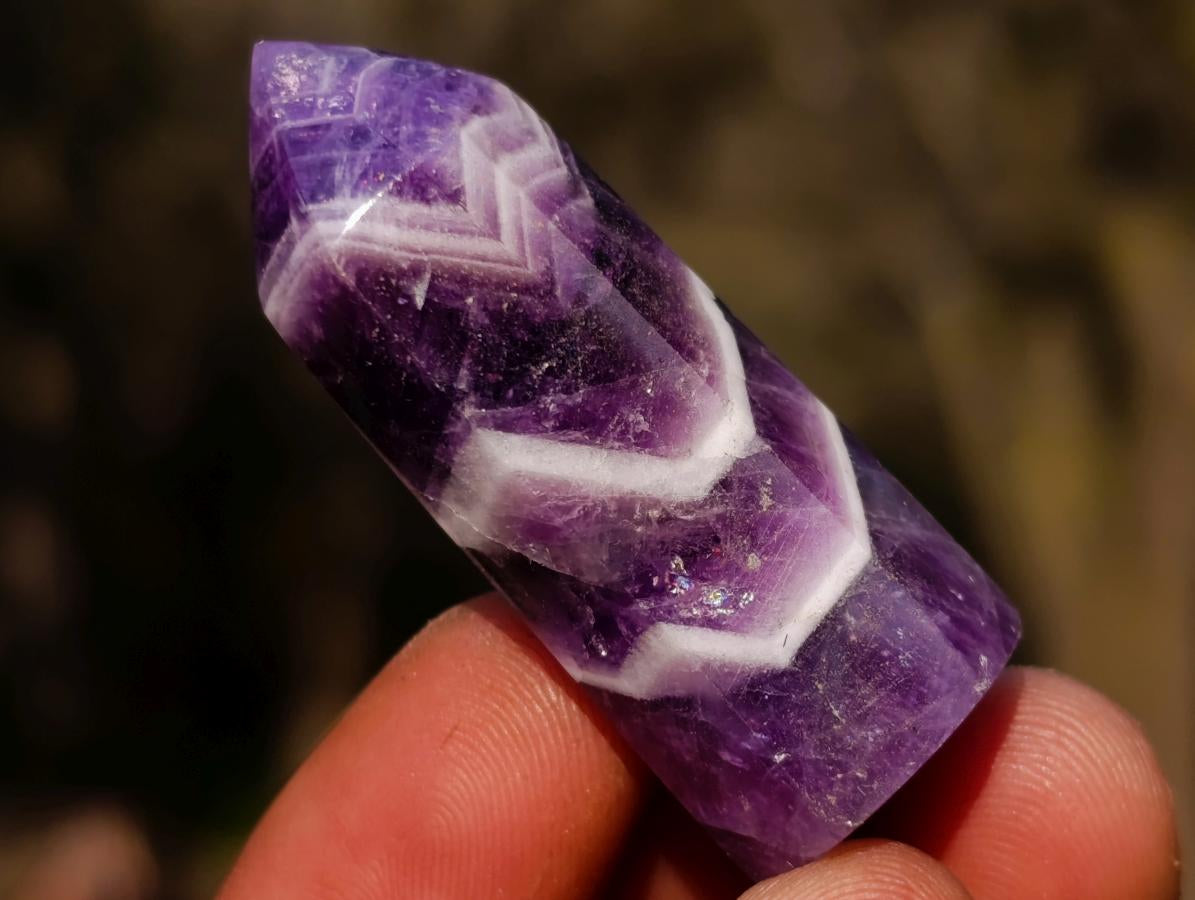 Polished Chevron Amethyst Jewellery Crystals x 24 From Zambia - Toprock Gemstones and Minerals 