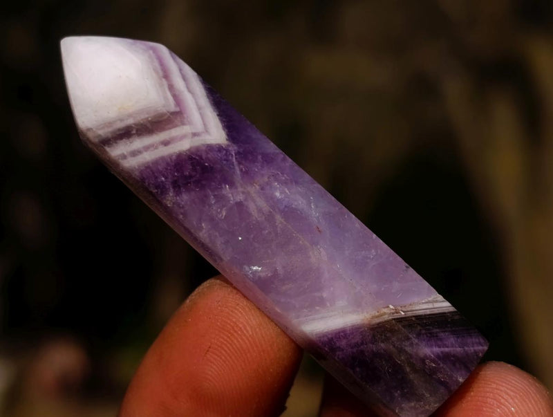 Polished Chevron Amethyst Jewellery Crystals x 24 From Zambia - Toprock Gemstones and Minerals 