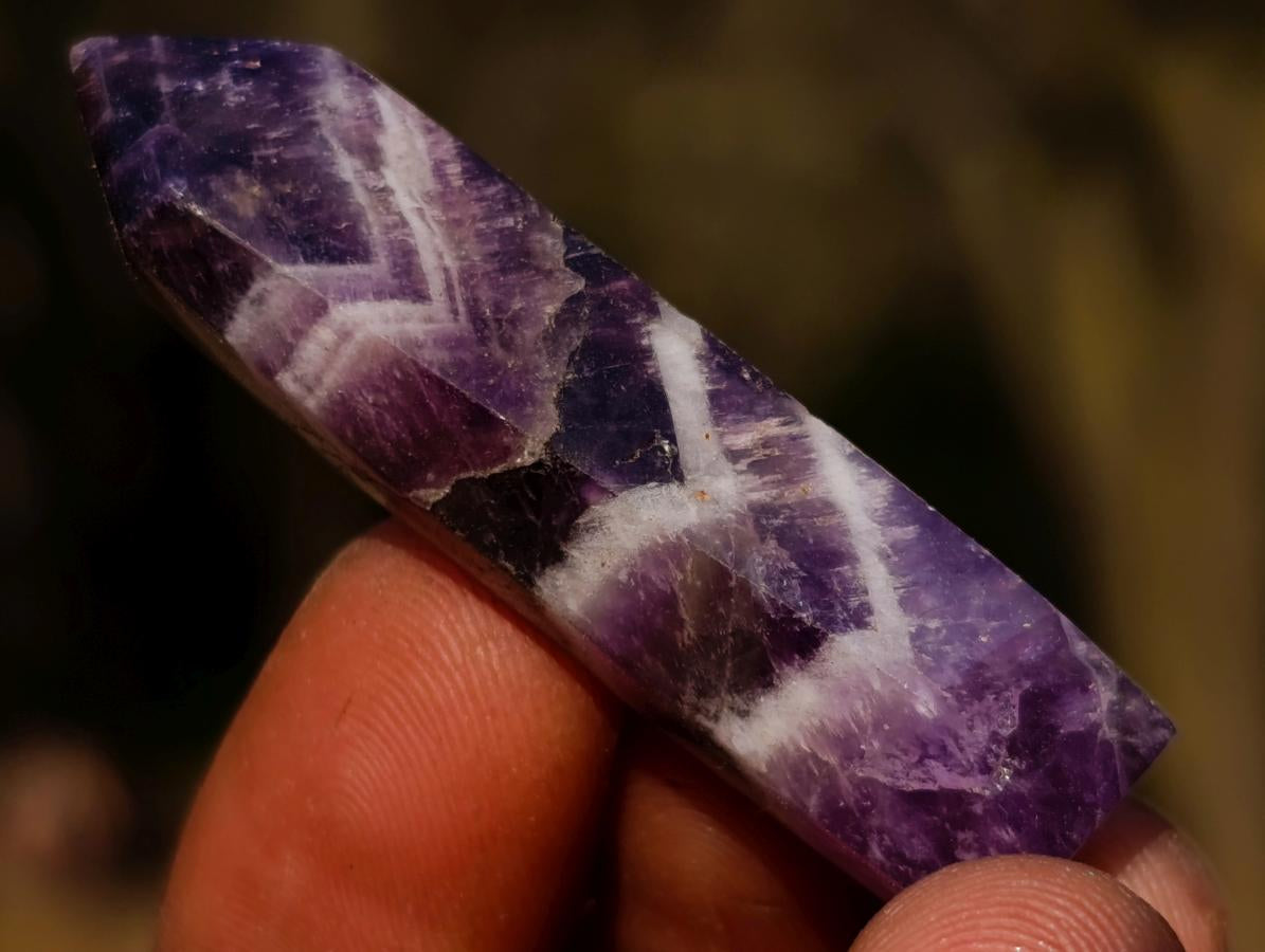 Polished Chevron Amethyst Jewellery Crystals x 24 From Zambia - Toprock Gemstones and Minerals 