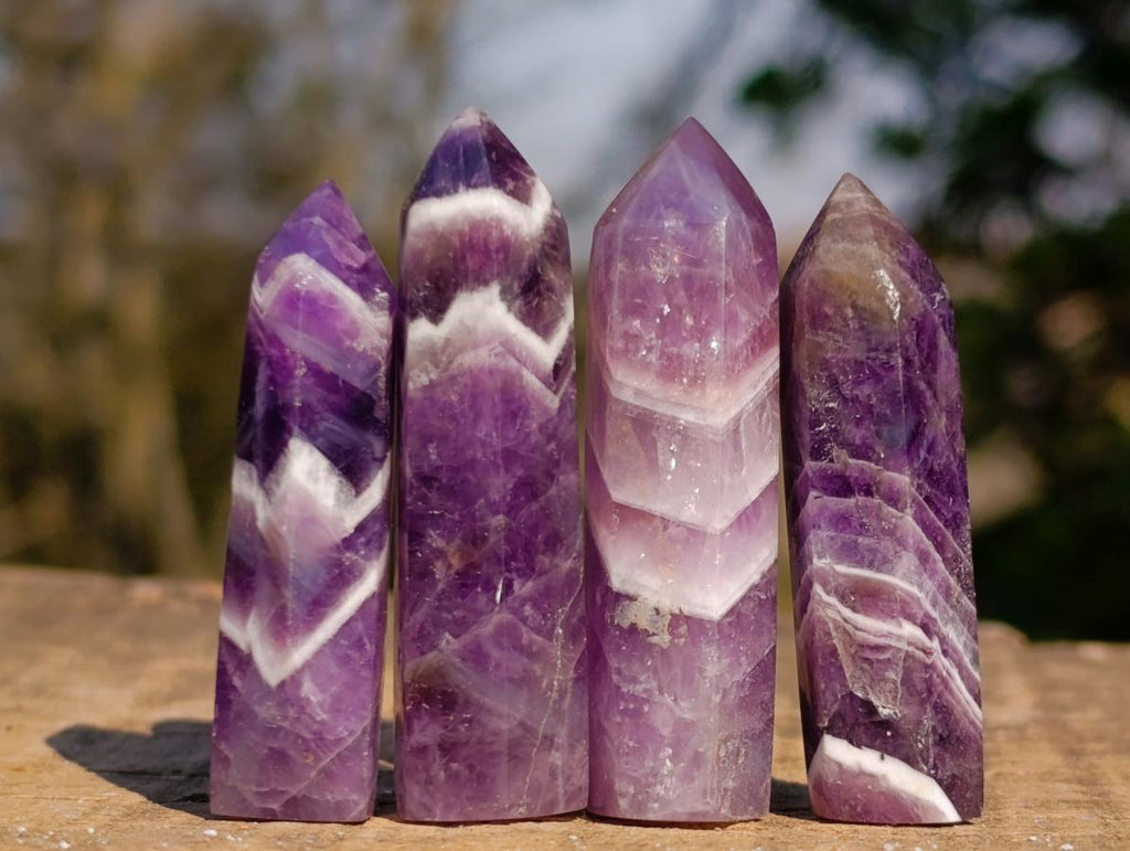Polished Chevron Amethyst Jewellery Crystals x 24 From Zambia - Toprock Gemstones and Minerals 