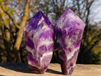 Polished Chevron Amethyst Display Crystals x 2 From Zambia - Toprock Gemstones and Minerals 