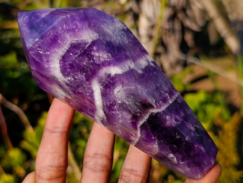 Polished Chevron Amethyst Display Crystals x 2 From Zambia - Toprock Gemstones and Minerals 