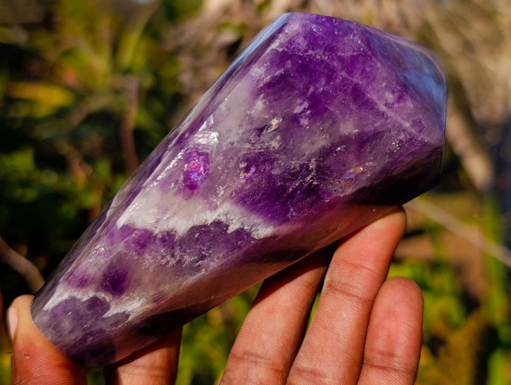 Polished Chevron Amethyst Display Crystals x 2 From Zambia - Toprock Gemstones and Minerals 
