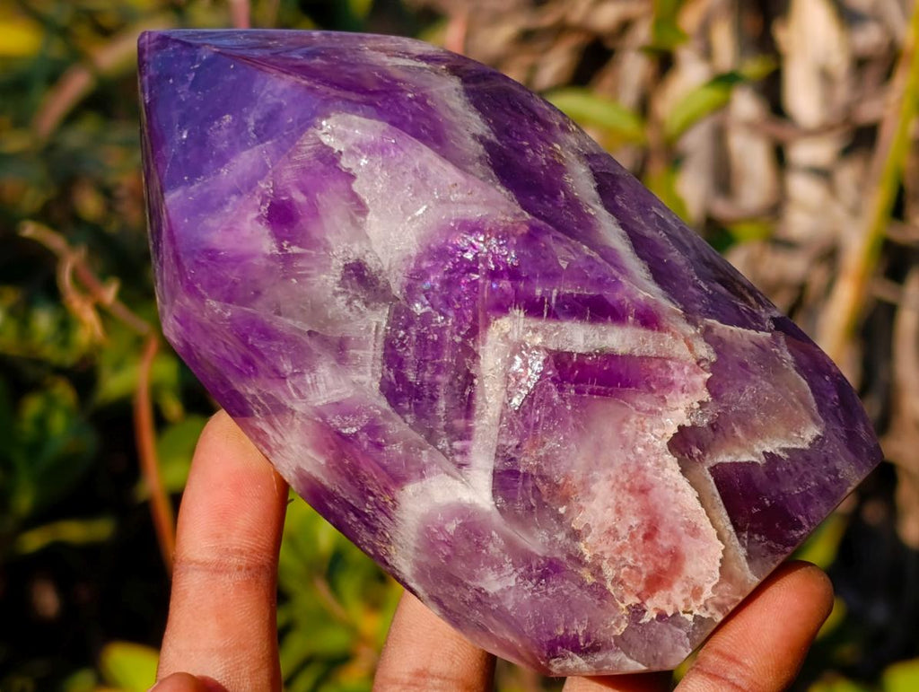Polished Chevron Amethyst Display Crystals x 2 From Zambia - Toprock Gemstones and Minerals 