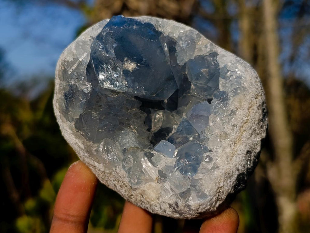 Natural Blue Celestite Geode Specimens x 3 From Sakoany, Madagascar - Toprock Gemstones and Minerals 