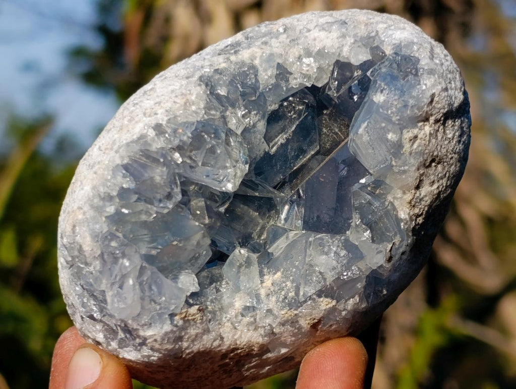 Natural Blue Celestite Geode Specimens x 3 From Sakoany, Madagascar - Toprock Gemstones and Minerals 