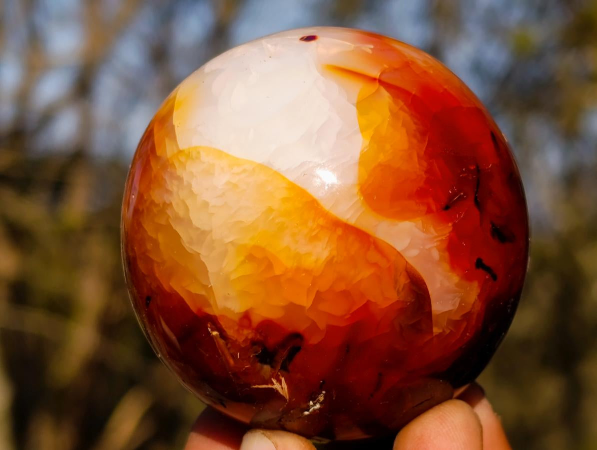 Polished and Natural Carnelian Agate Gemstone Spheres x 6 From Madagascar - Toprock Gemstones and Minerals 